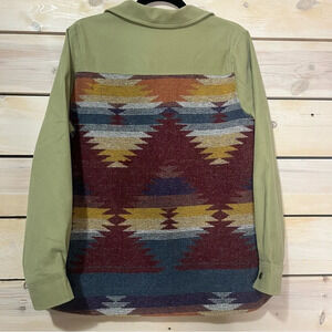 Doe & Rae Aztec Print Green Oversized Shacket